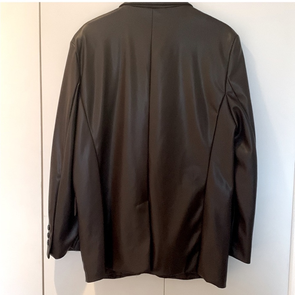 Bershka Brown Faux Leather Blazer - Picture 2 of 5